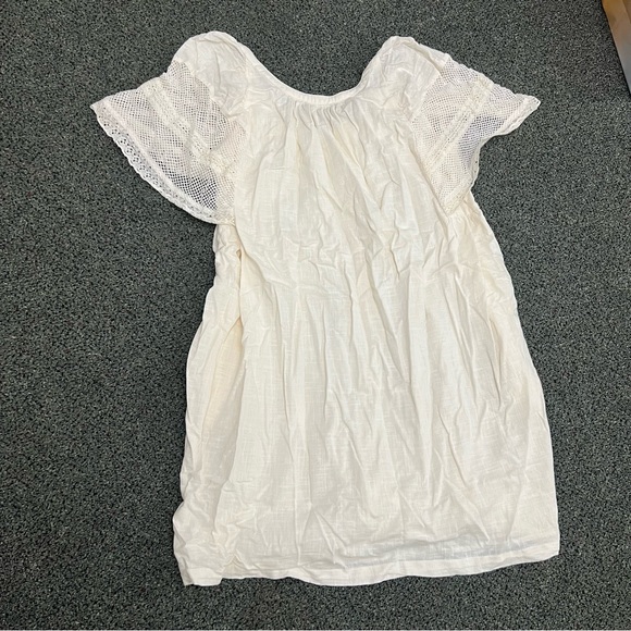 OLD NAVY Off-White Cream Flutter Lace Sleeve Swing Mini Midi Dress Open-Back M - Picture 7 of 16